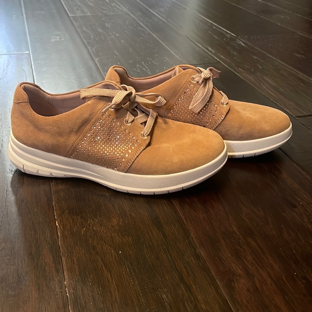 tan sparkly sneakers
